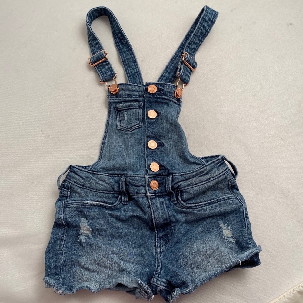 &Denim blue denim shortalls 7-8Y